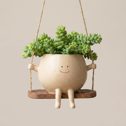 Swing Face Planter Pot - Whimsical Garden Decor