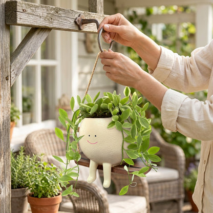 Swing Face Planter Pot - Whimsical Garden Decor