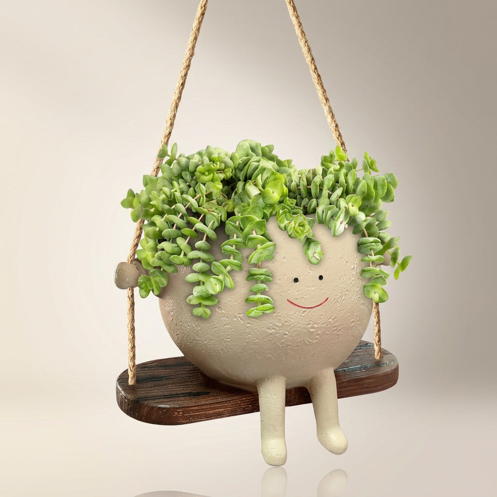 Swing Face Planter Pot - Whimsical Garden Decor