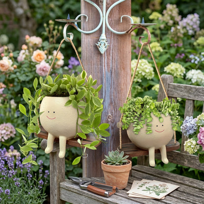Swing Face Planter Pot - Whimsical Garden Decor